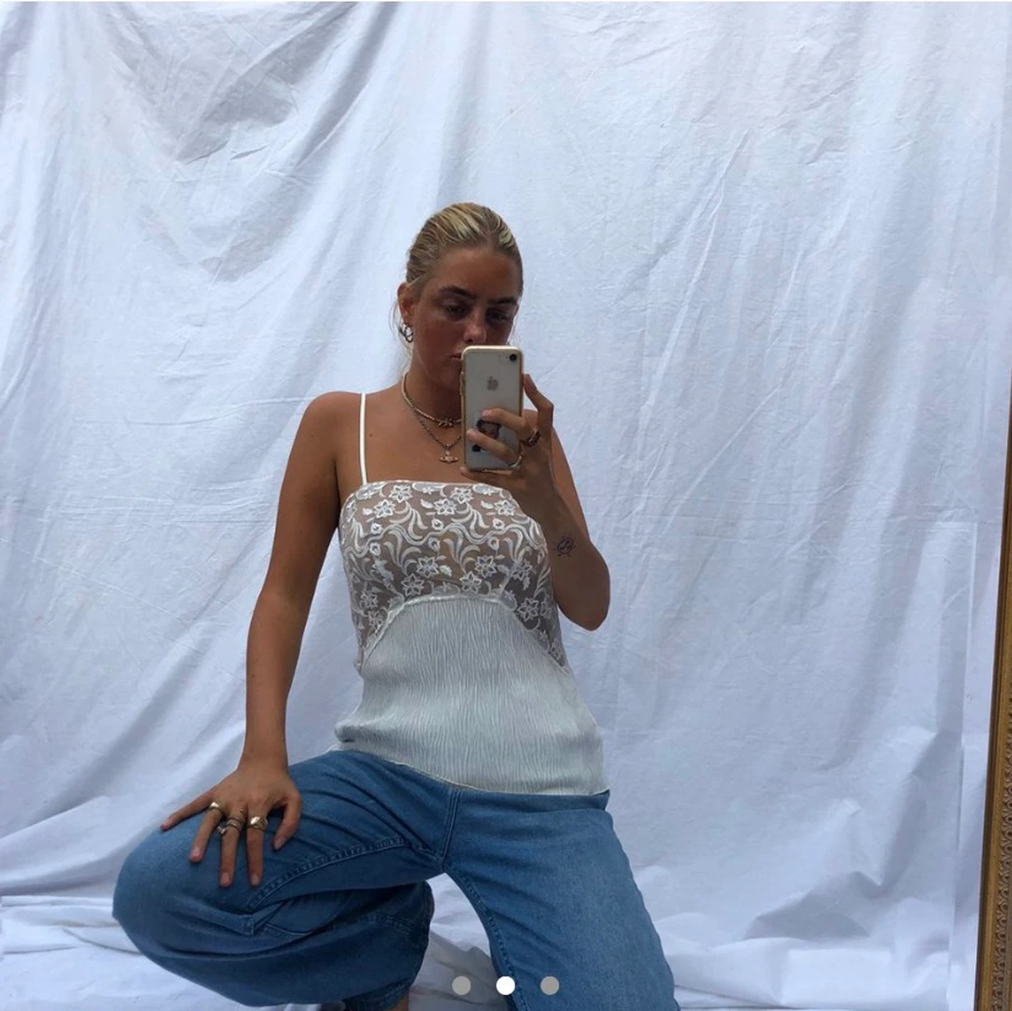 Vit vintage topp Y2K  - 90