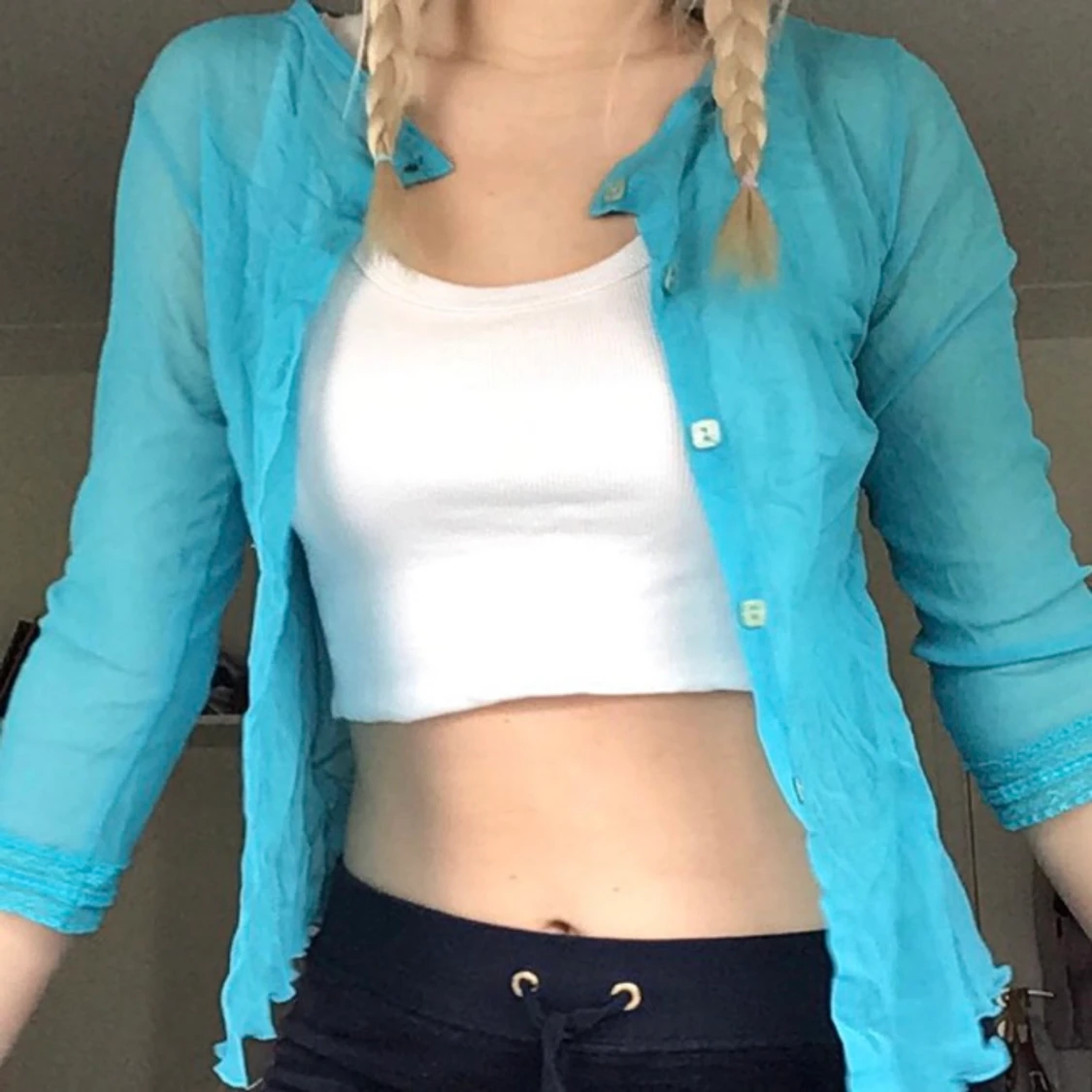 blå mesh topp  - 91