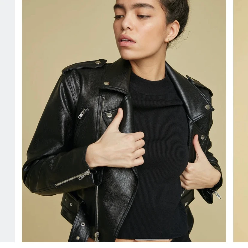 Croppad skinnjacka - 90