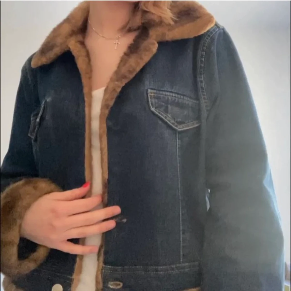 Jeansjacka med fake päls - 91