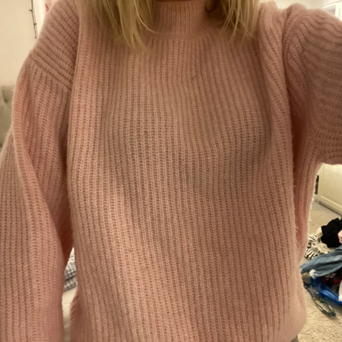 Superfin stickad rosa tröja - 90