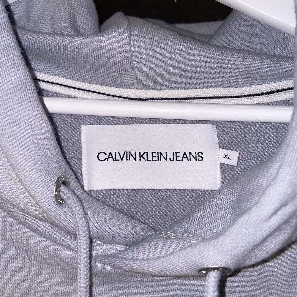 Oversized hoodie från Calvin Klein. Den är i storlek XL och är ljusblå/ljuslila. Ordinarie pris är 1000kr. Hoodies.