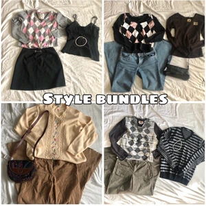 Style bundle - Startavgift 300kr och beroende på hur mycket ni vill ha och värdet så swishar ni resten när jag är klar. Värde: 400kr- 1000kr. Det kan ta 1-3 veckor att göra en bundle då jag vill hitta de bästa sakerna sompassar just dig💗  Kom ihåg att jag lägger mycket 