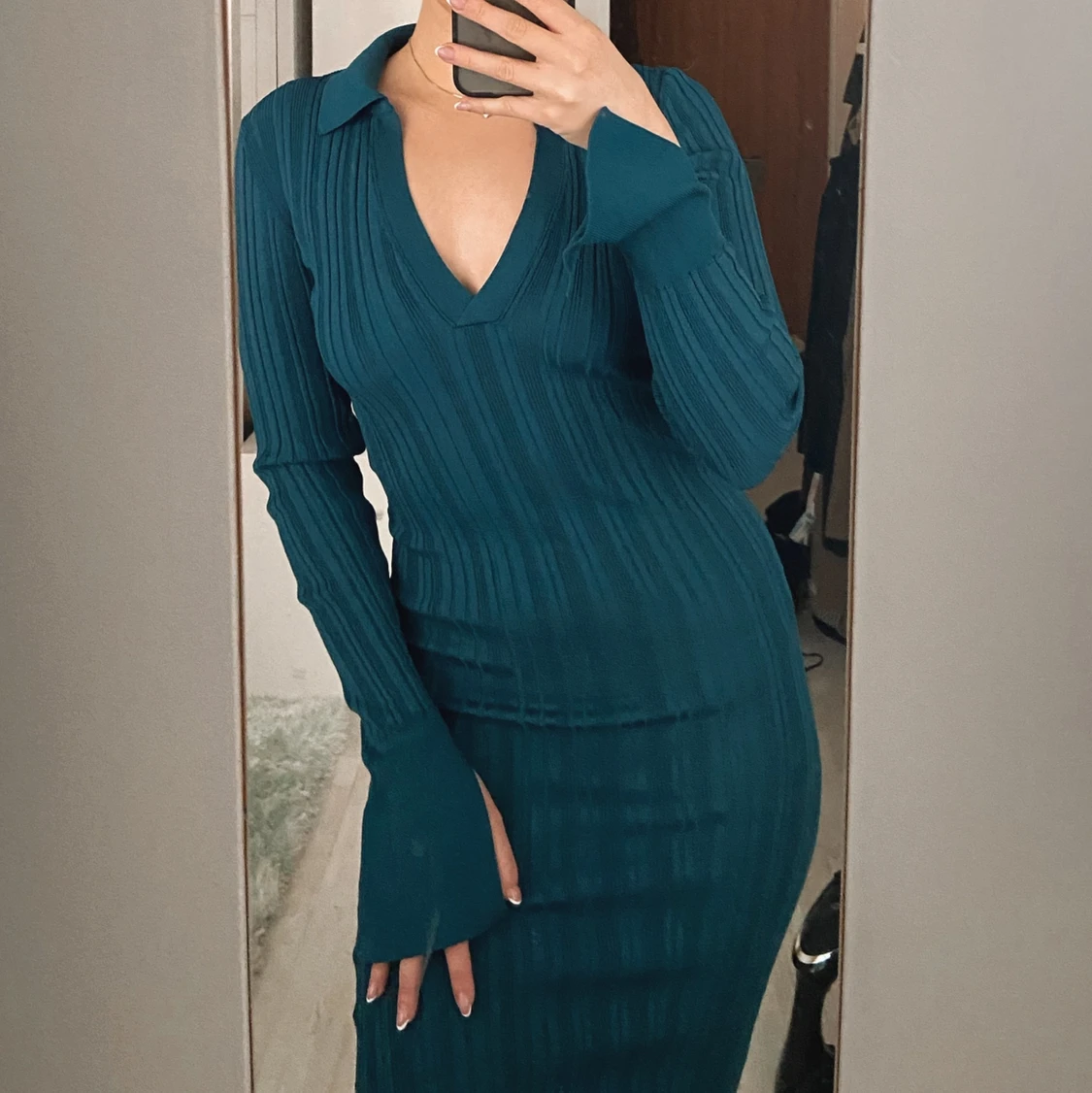 Blågrön klänning - 90