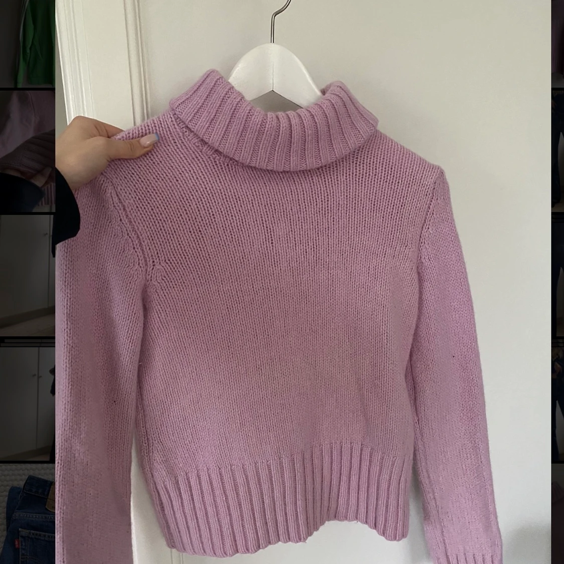 Rosa stickad polotröja 