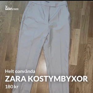 Beige kostymbyxor zara strl 38 - Helt nya kostymbyxor från zara, oanvända. Hann inte använda innan de vart för små för mig. Köpte för 400