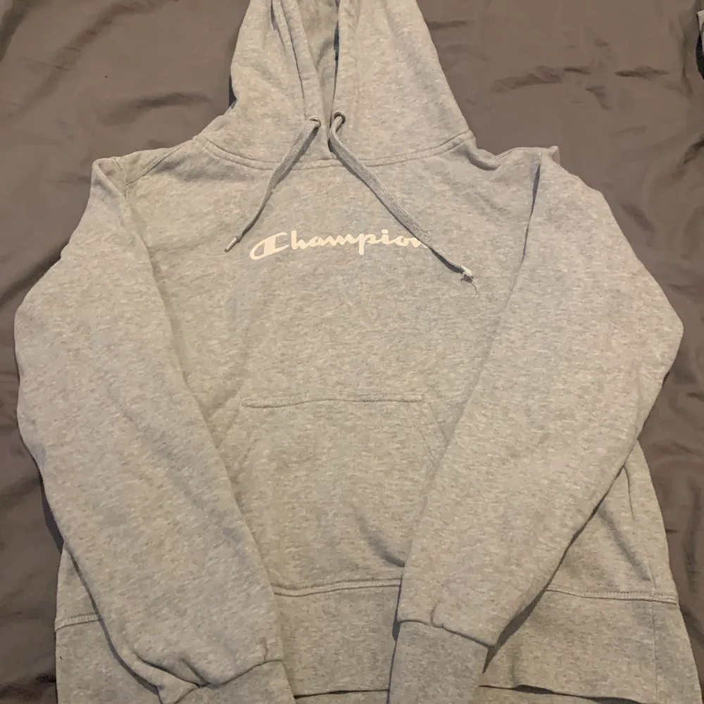 Champion hoodie bra skick, står L på tröjan men är liten i storleken så skulle säga att den passar S/Xs. Tröjor & Koftor.