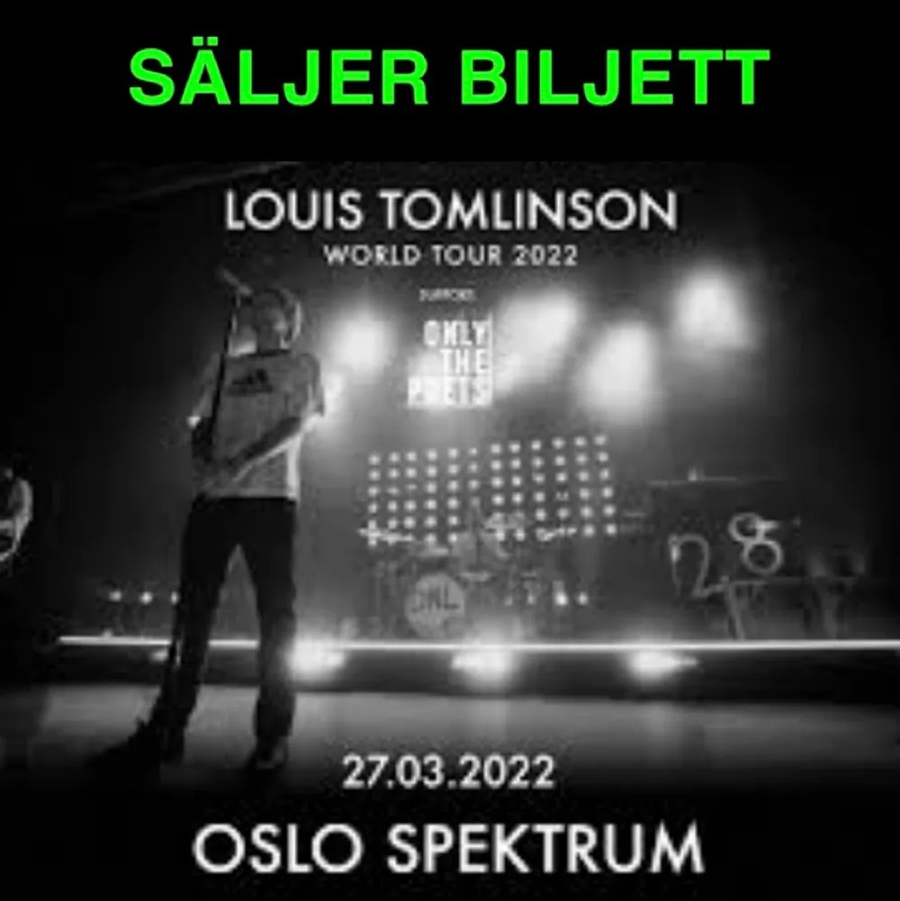 SÄLJER mina 2 biljetter (ståplatser) till Louis Tomlisens konsert i Oslo (Norge) då jag och min kompis inte har möjlighet att gå tyvärr. Utsåld överallt!! Det är bara att höra av er om ni är intresserade eller har några frågor!🥰 . Övrigt.