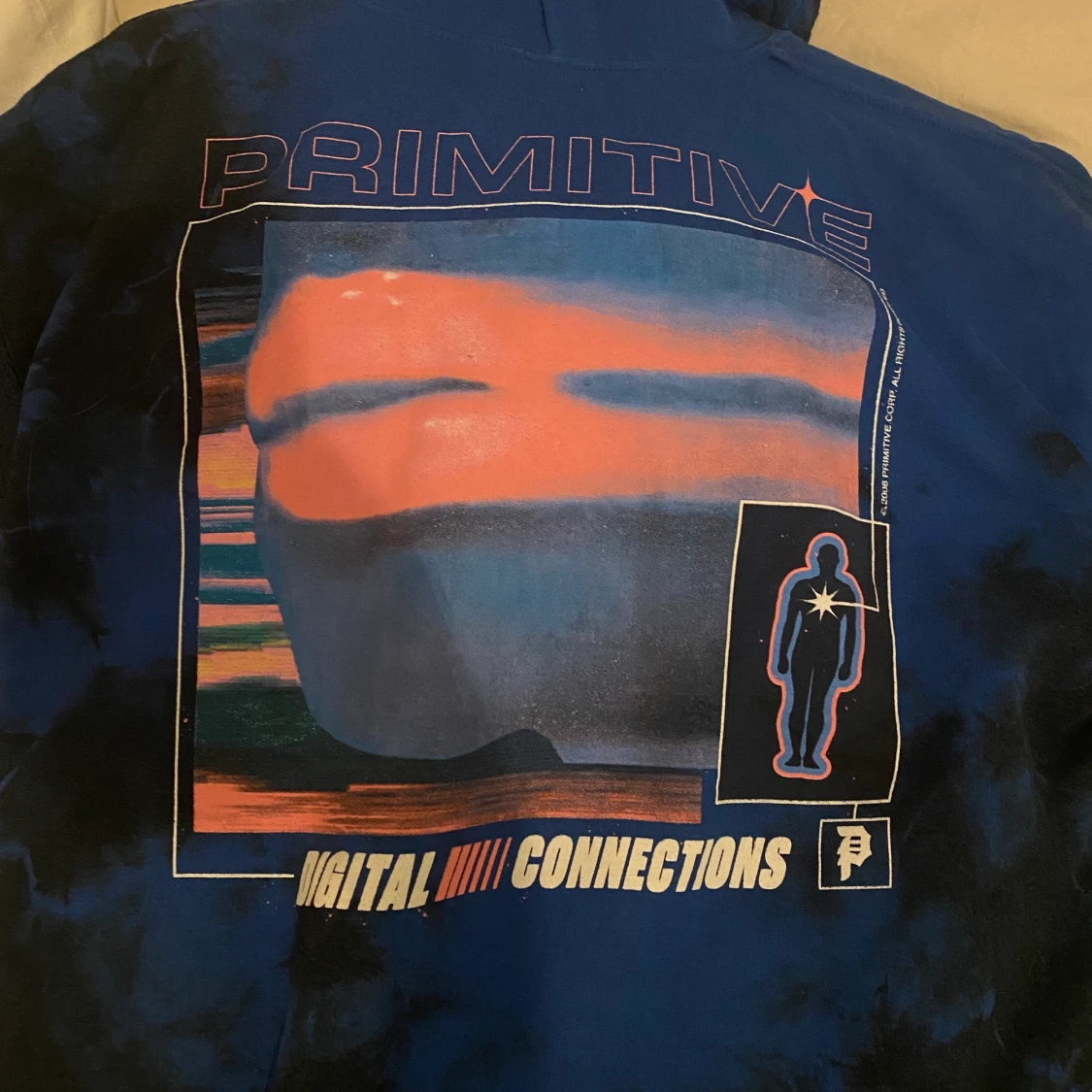 Primitive blå/svart washed hoodie - 91