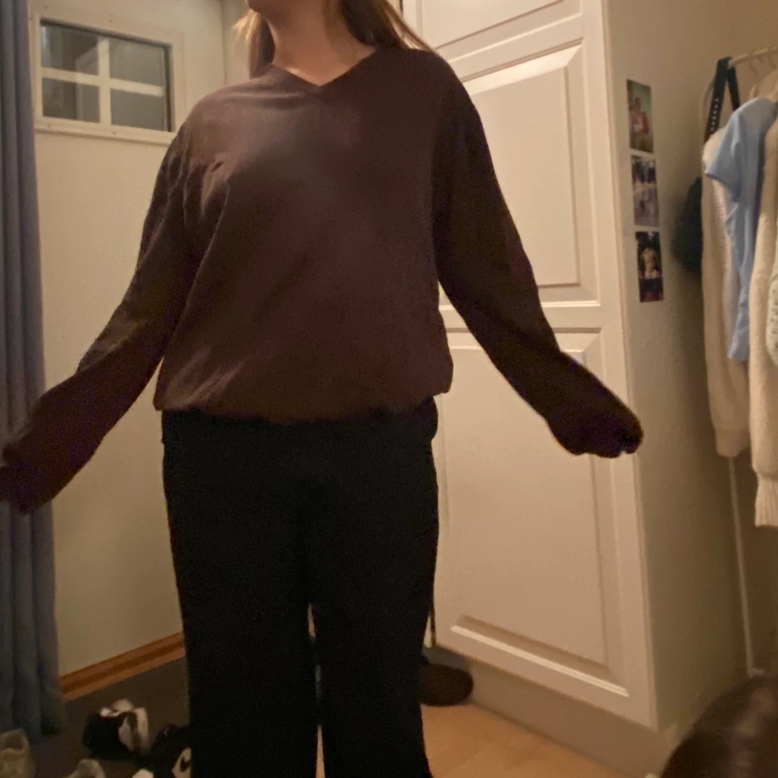 Brun oversized stickad kofta - 90