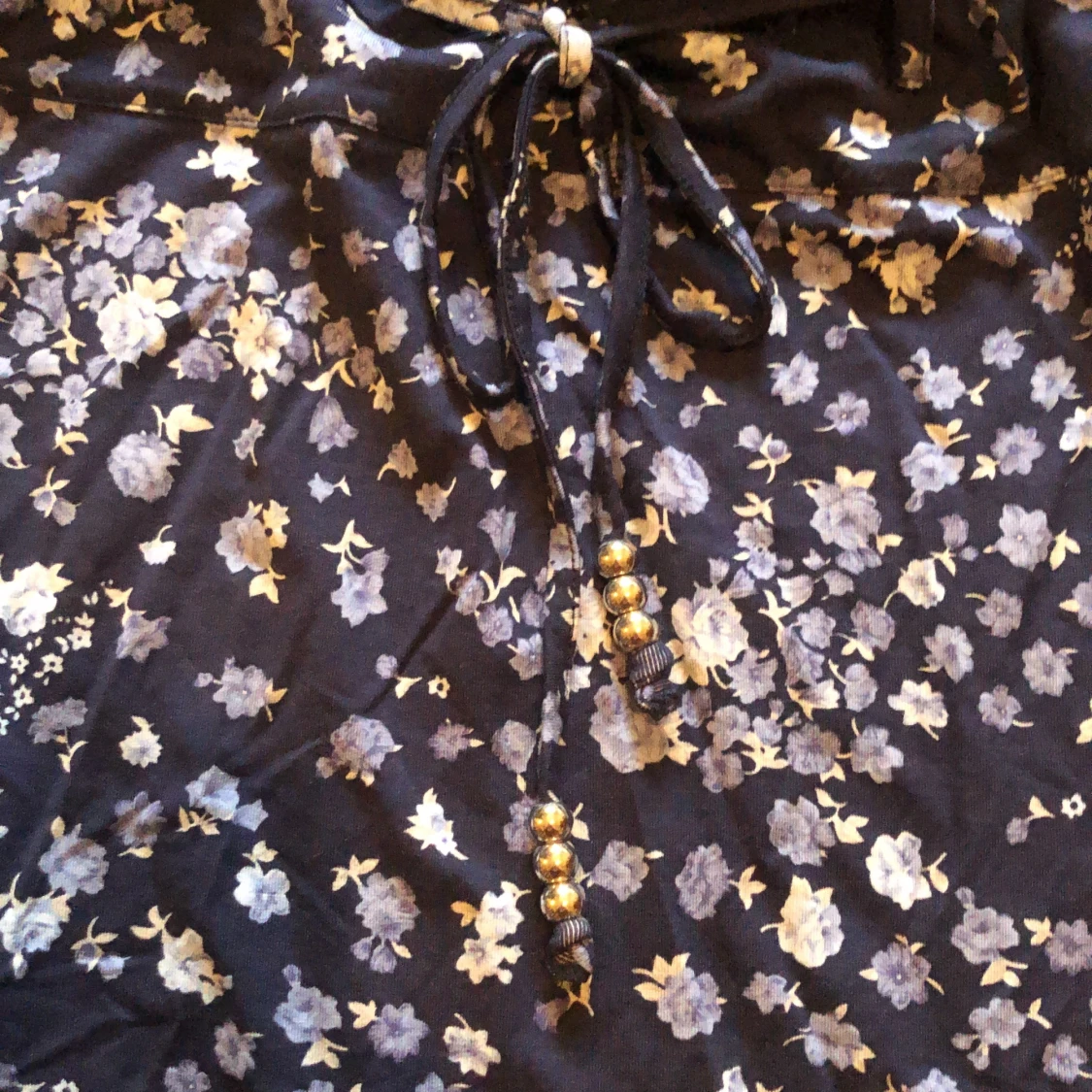 Blå blommig midi-kjol - 91