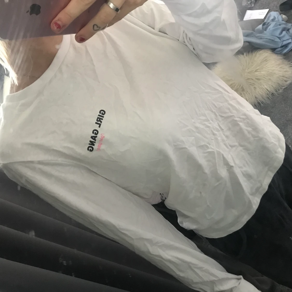 Vit långarmad tröja  - 90