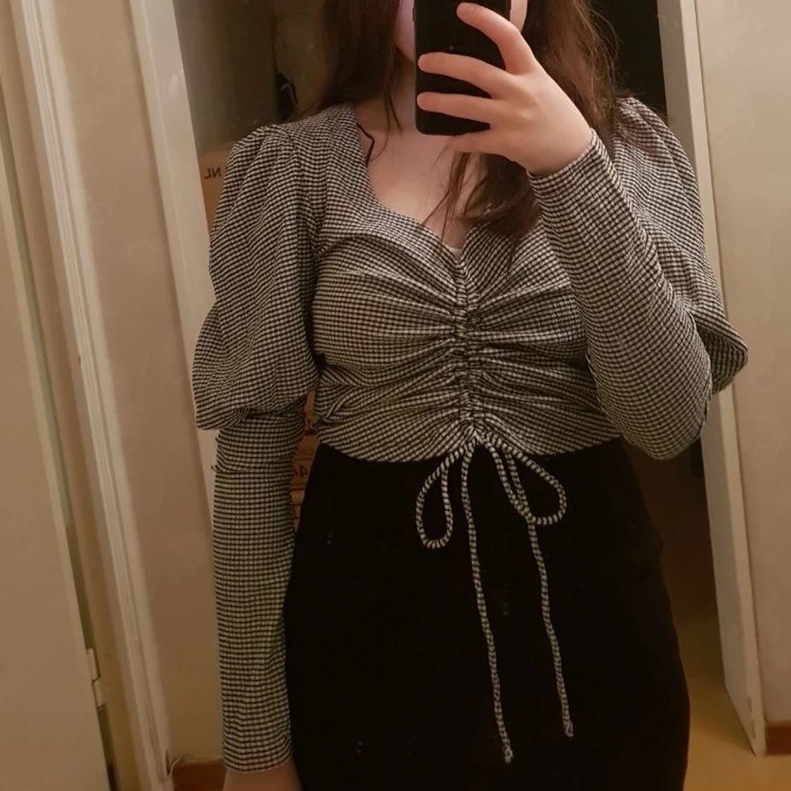 Topp ballongärm svart vit Ginta tricot