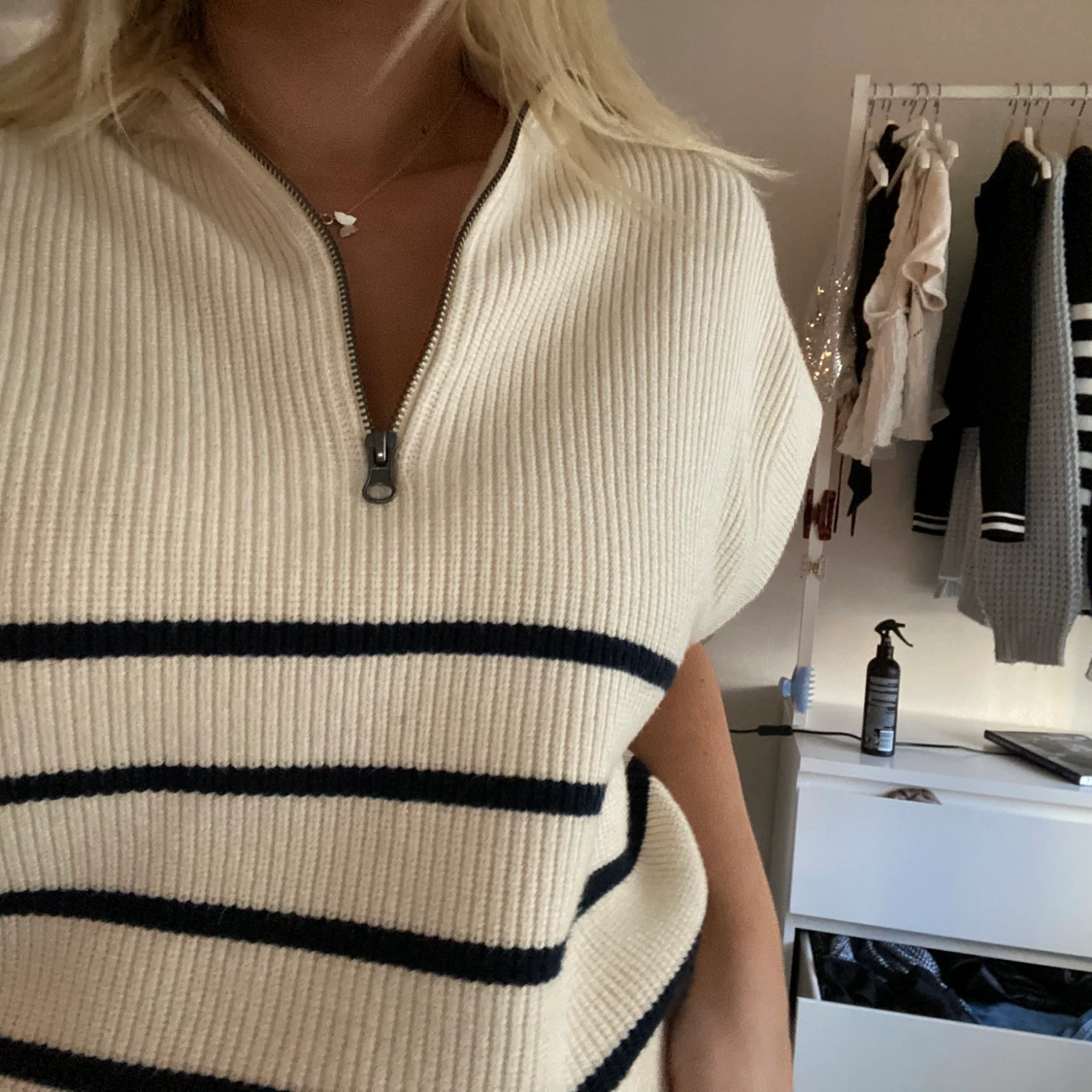 Randig zara väst med dragkedja - 90