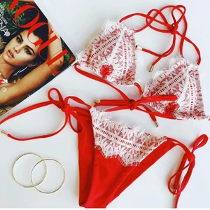 Bikini från Elsa and Rose💋 - Säljer den snyggaste bikinin💕😚😍 använd dock bara ett fåtal ggr då den röda färgen inte passar mig. Bikinin sitter som ett smäck på💋 BUDA I KOMMENTARERNA
