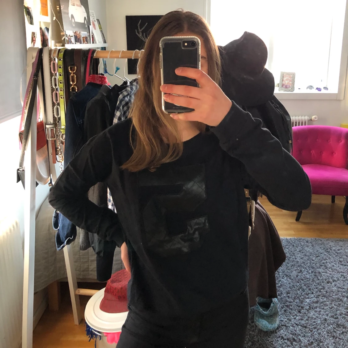 Svart collegetröja - 90