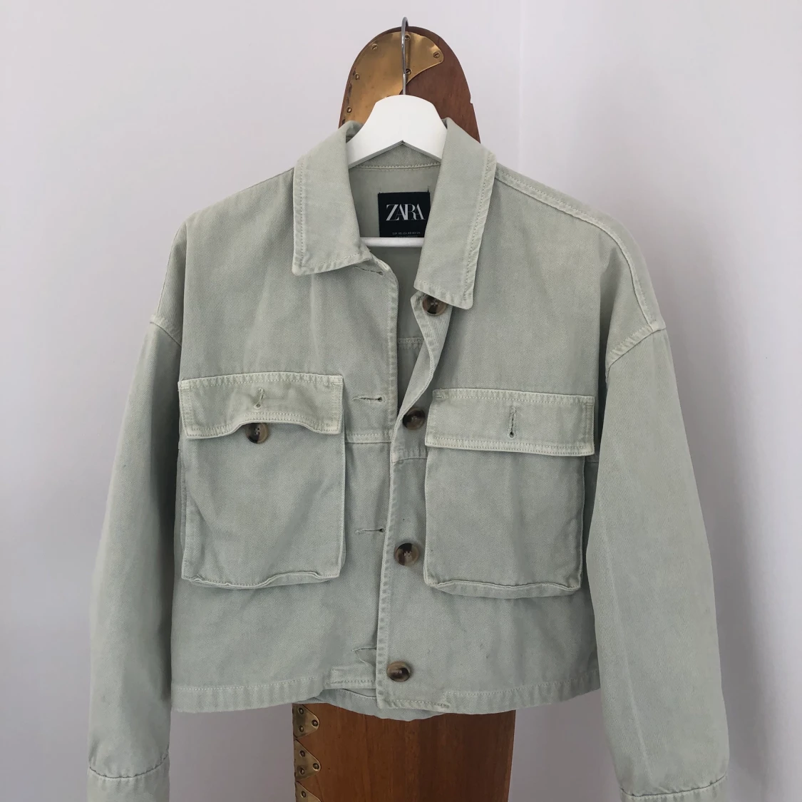 Grön jeansliknande jacka, Zara, stl xs  - 90