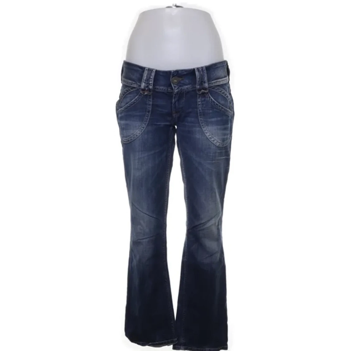 Mörkblåa lågmidjade bootcut jeans 