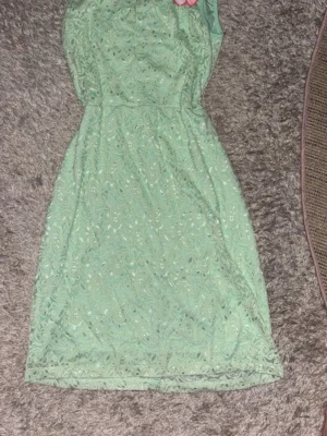 Mintgrön spetsklänning Miss Classic - Snygg mintgrön klänning från Miss Classic i spets med vackert mönster och rund halsringning. Klänningen är ärmlös och har en figurnära passform. Perfekt för sommarens alla tillfällen. Dragkedja i ryggen för enkel påklädning.