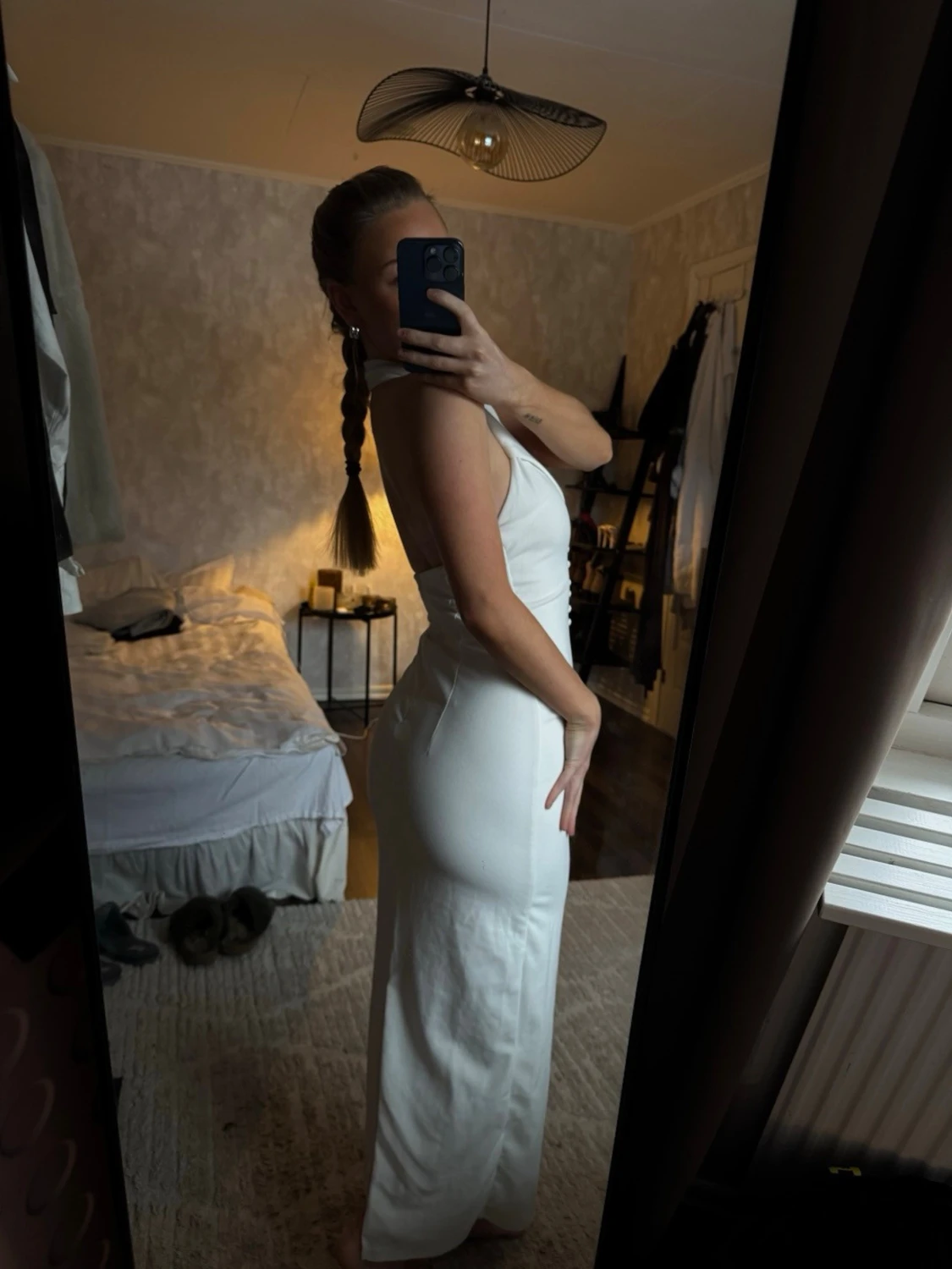 Vit långklänning halterneck  - 2