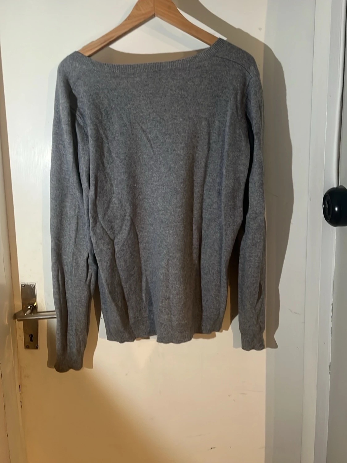 Grå v-ringad tröja Kashmir  - 1