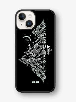 Svart mobilskal  - Snyggt svart mobilskal till iPhone med vitt grafiskt bergmotiv.