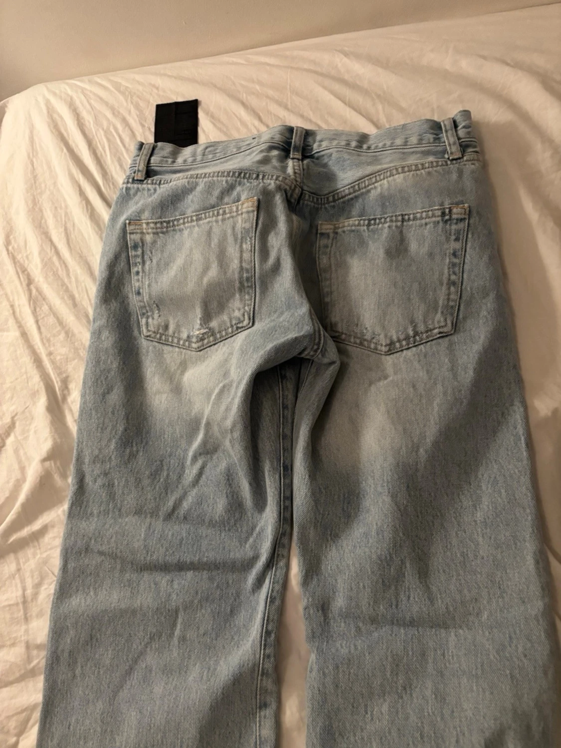 Ljusblå ripped jeans med raka ben - 2