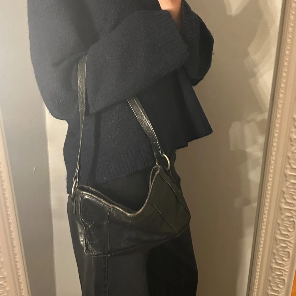 Svart axelväska i skinn - 3