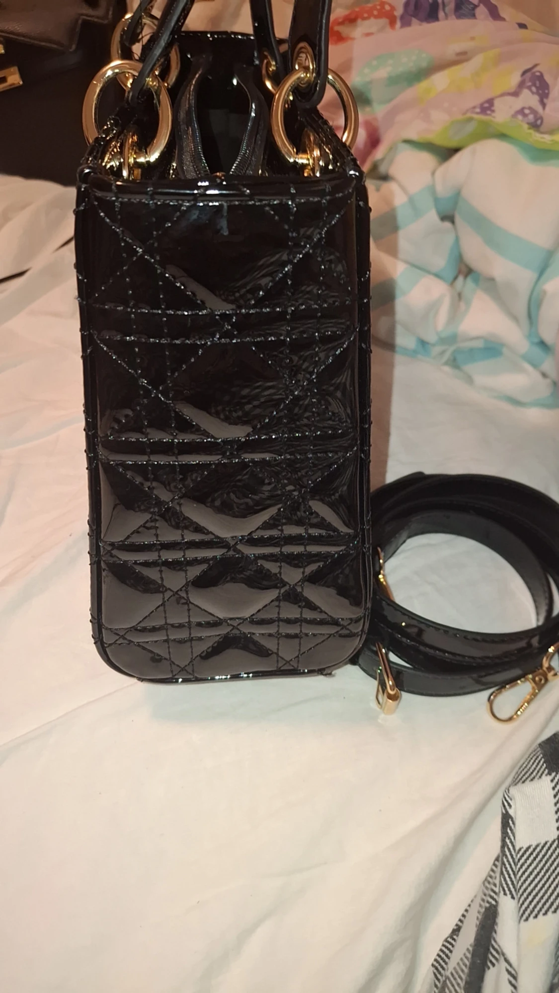 Svart quiltad handväska  - 1