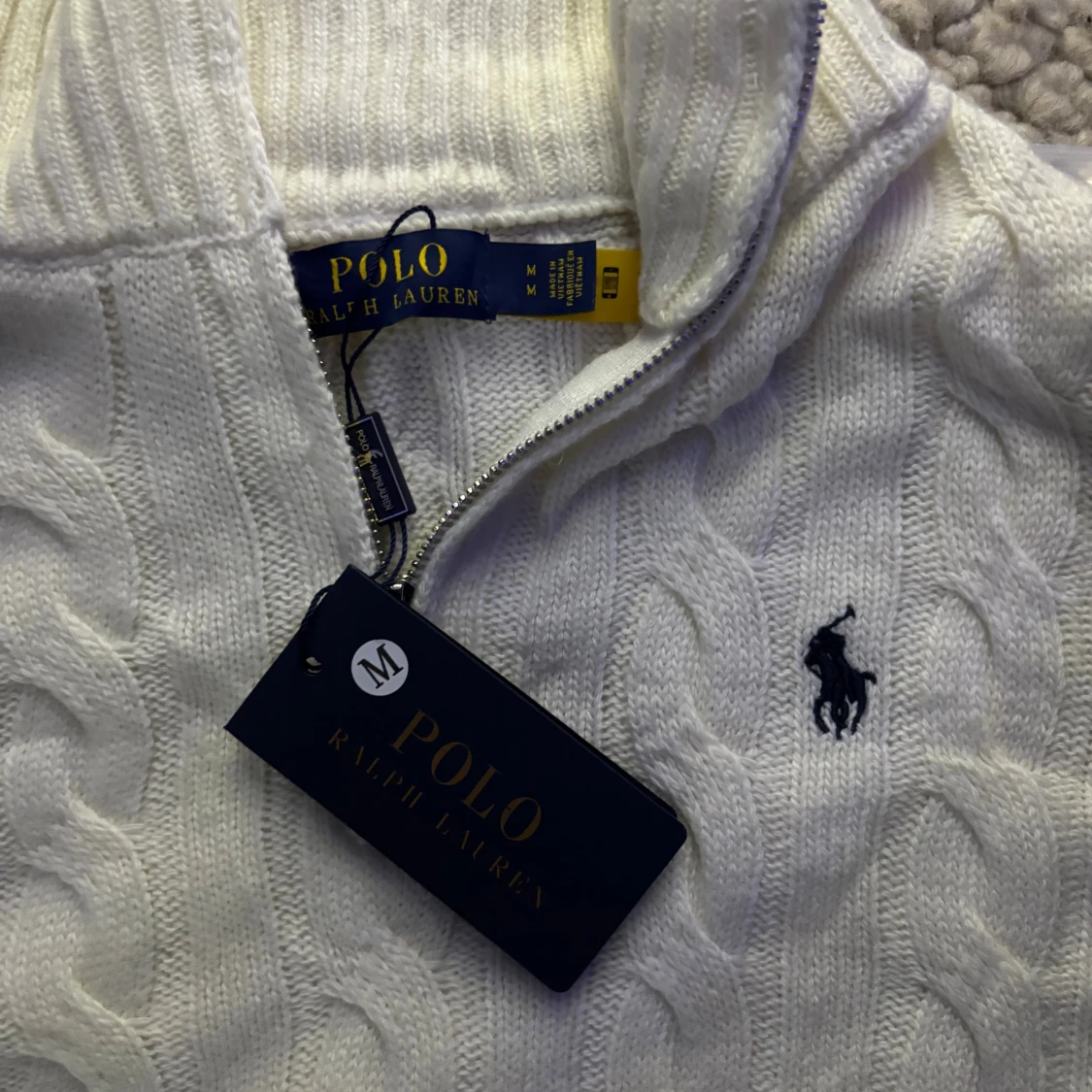 Vit stickad tröja Polo Ralph Lauren