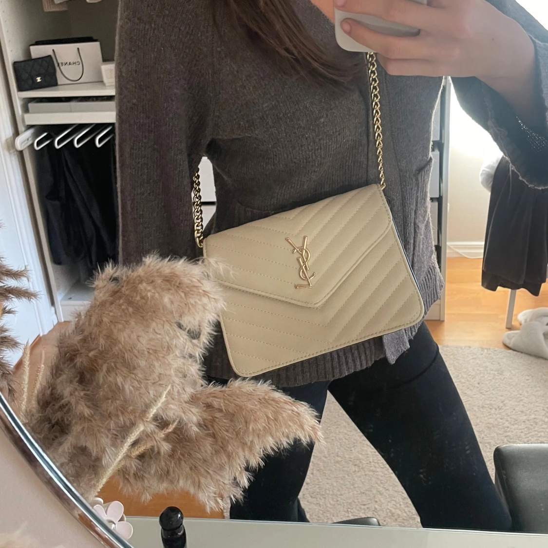  Beige ysl väska - 2