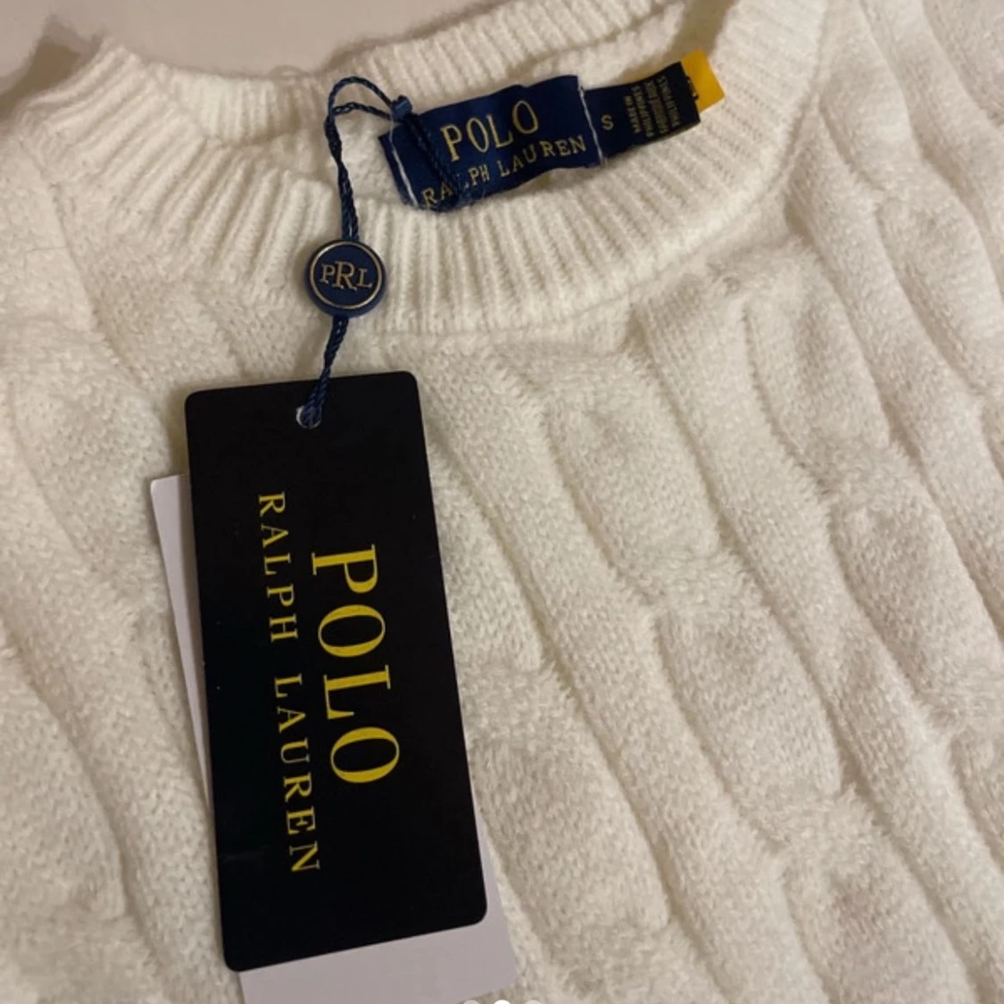 Vit kabelstickad tröja Polo Ralph Lauren