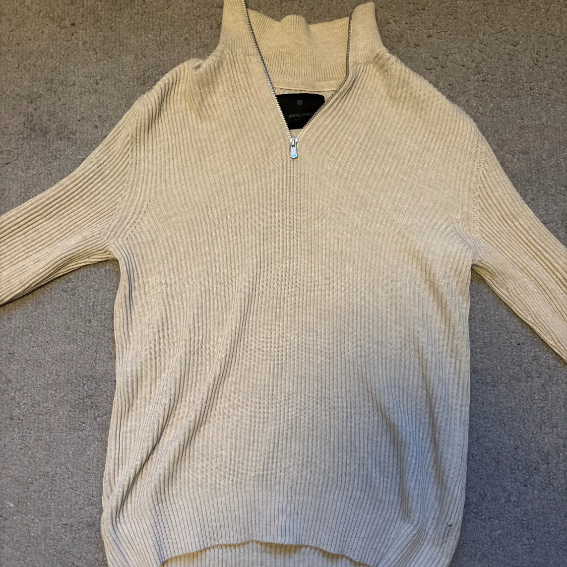 Beige ribbad half zip-tröja Jack & Jones - 2