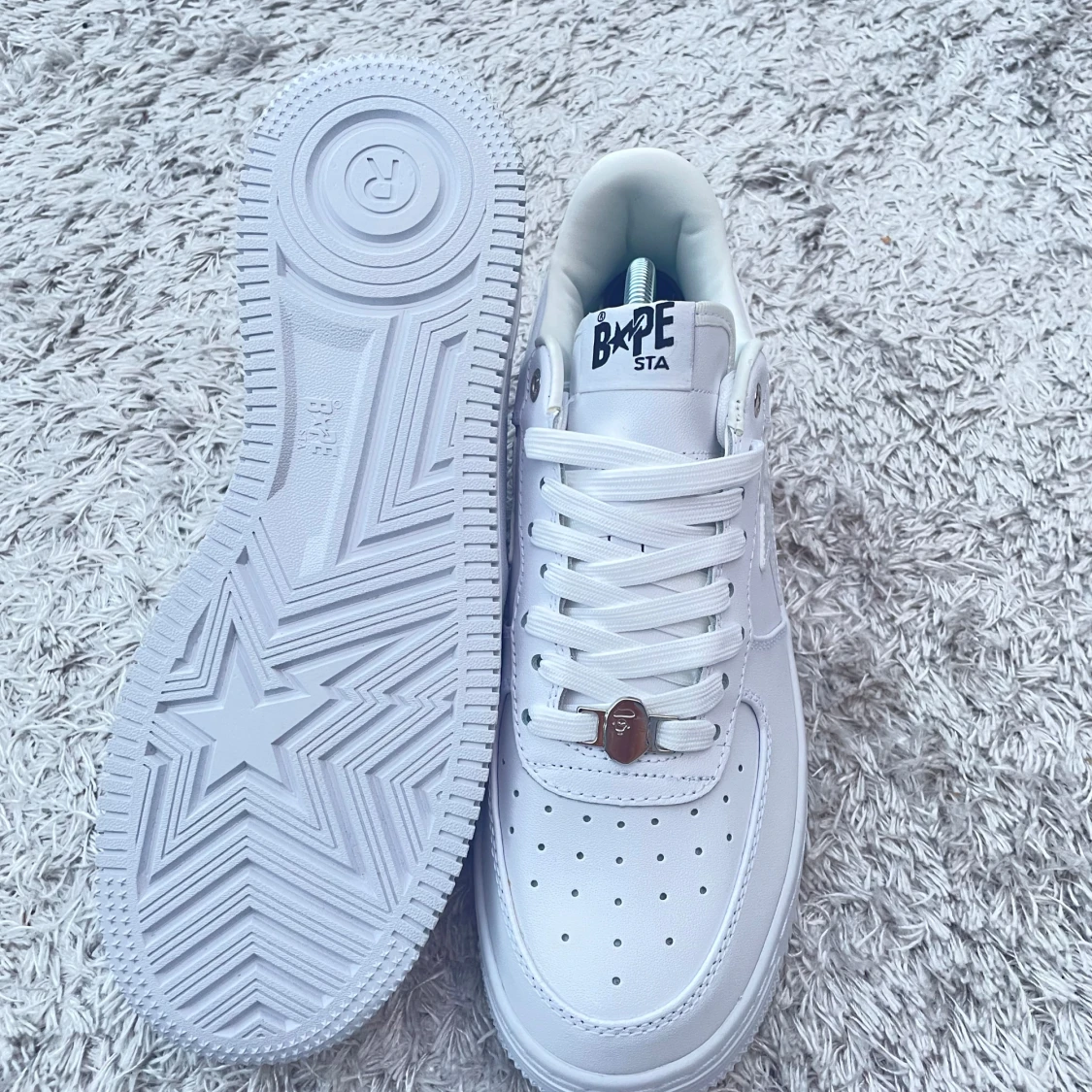 Vita BAPE STA sneakers i skinn - 3