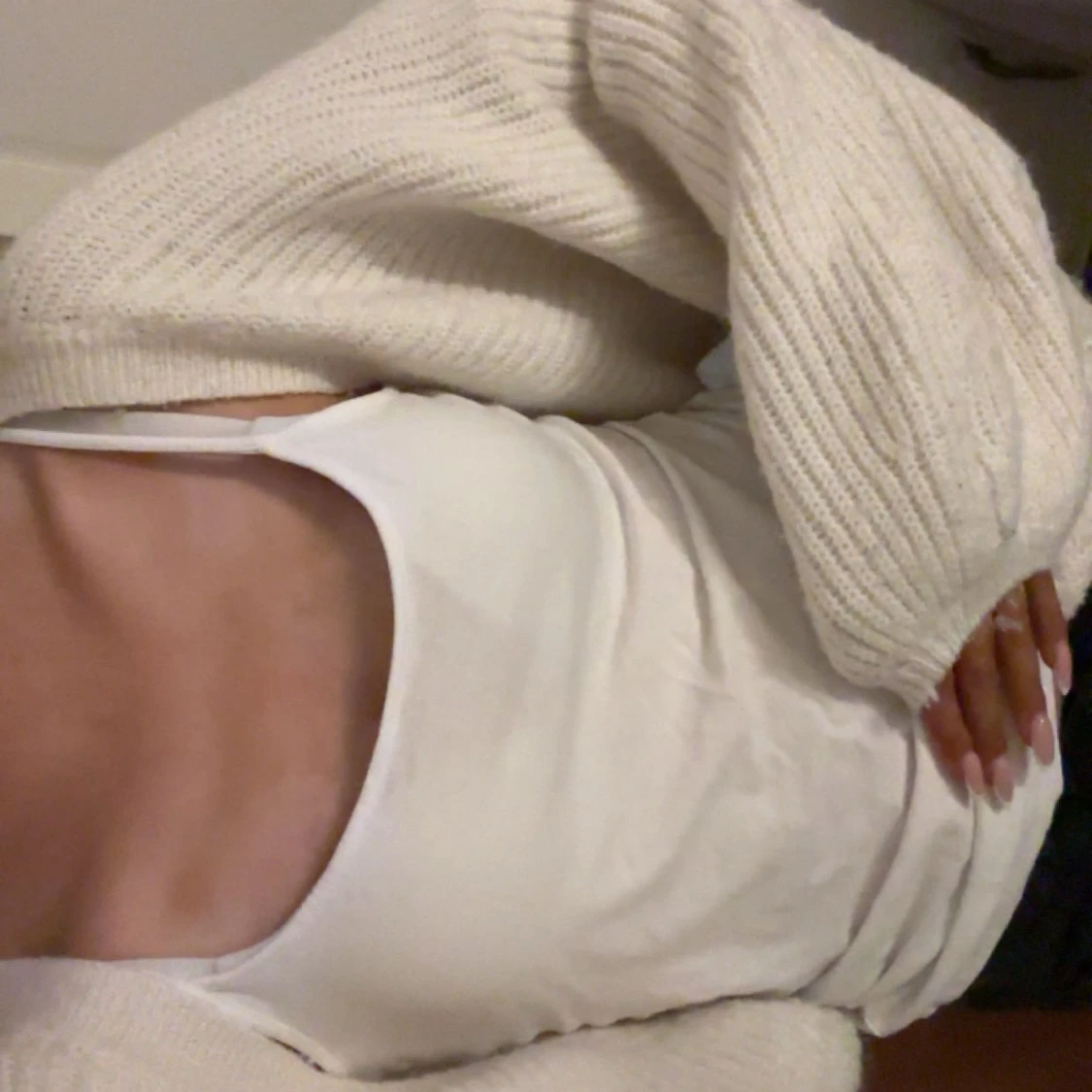 Vit stickad kofta från Gina Tricot - 1