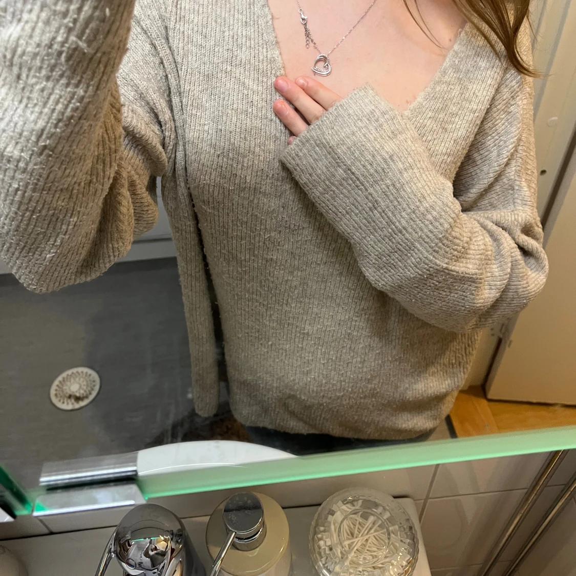 Beige ribbad stickad tröja Vero Moda - 1