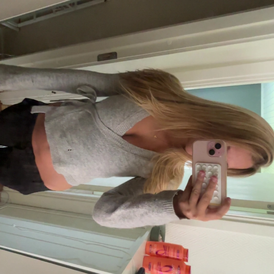 Grå omlottopp med knytband - 3