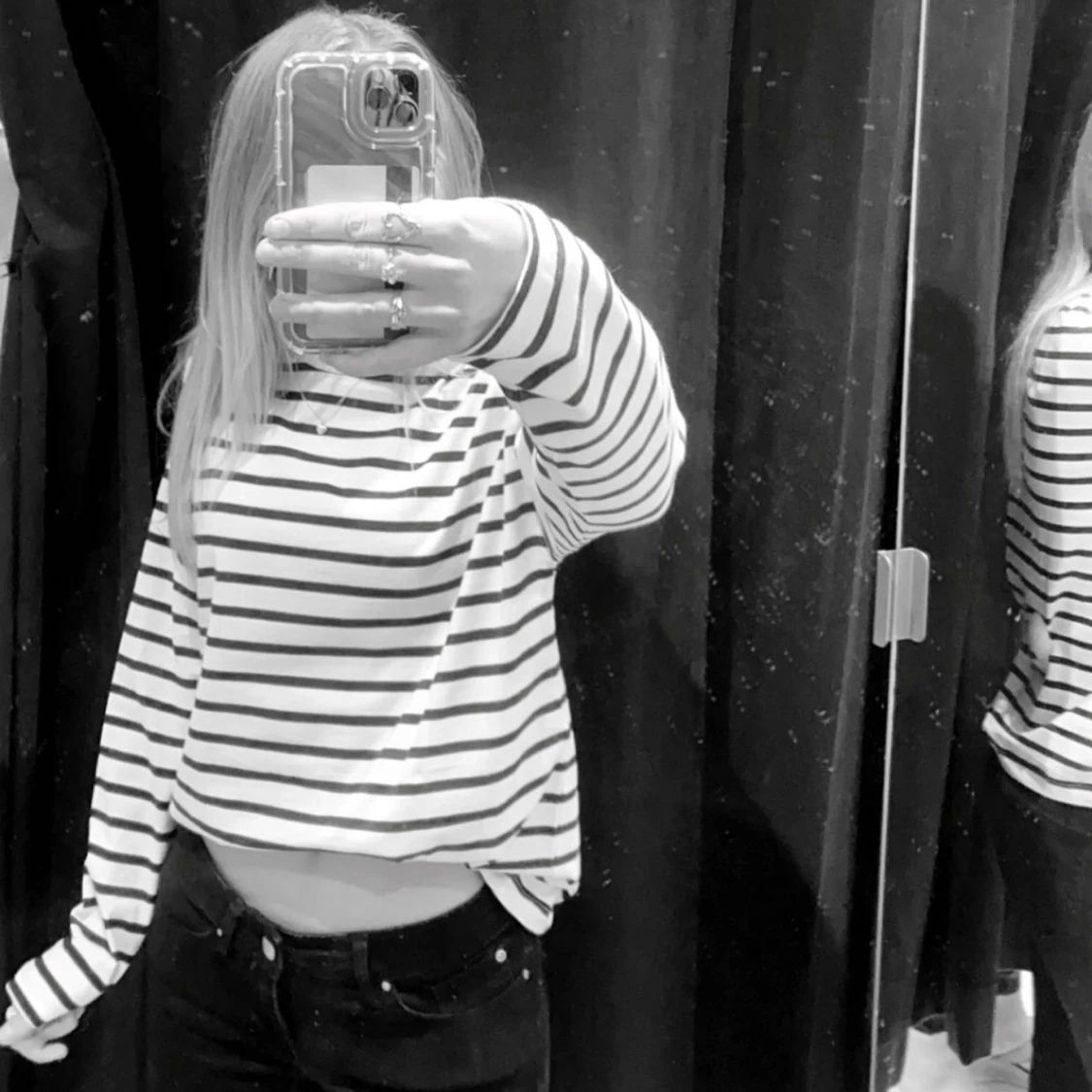 Randig långärmad tröja XS