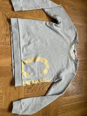 Grå sweatshirt Calvin Klein Jeans - Snygg grå sweatshirt från Calvin Klein Jeans med guldfärgade tryckdetaljer fram och bak. Tröjan har rund halsringning, långa ärmar och en relaxed passform. Perfekt till jeans eller joggers för en chill look.