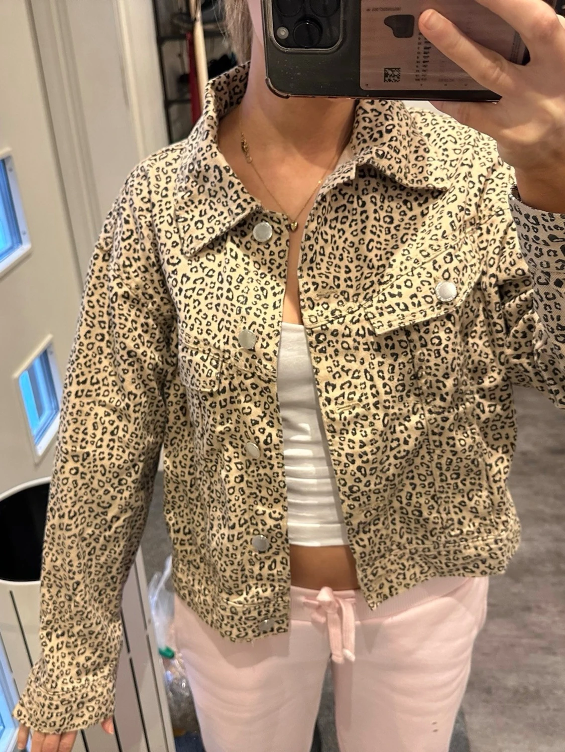 Leopardmönstrad jeansjacka - 1