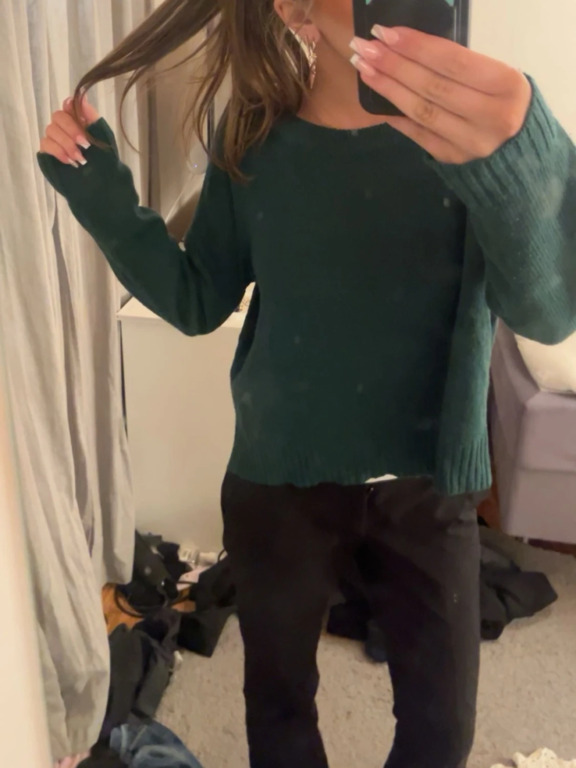 Mörkgrön stickad tröja Divided H&M