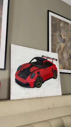 Porsche tavla - Kollar intresset på en Porsche tavla. Målad i akryl. Kom med bud