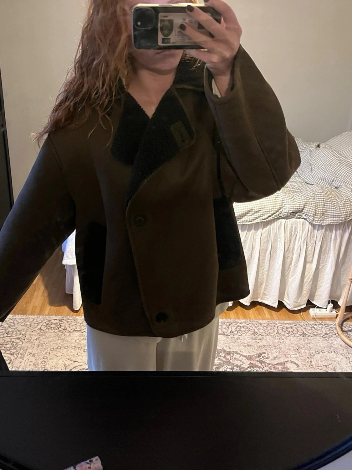 Brun teddyjacka med oversized passform - 1