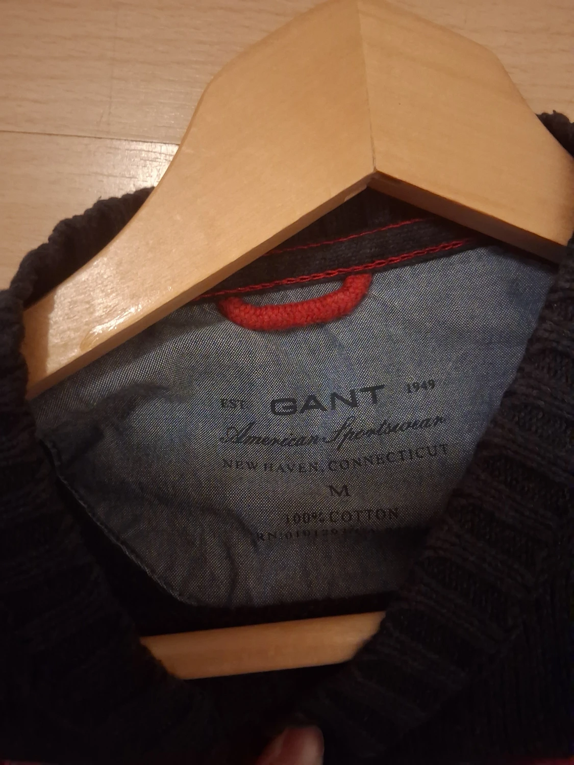 Mörkblå stickad GANT tröja med USA-flagga - 1