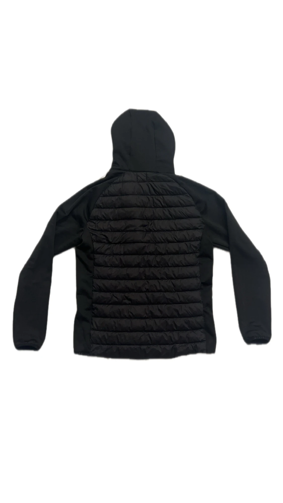 Svart quiltad pufferjacka med huva - 1