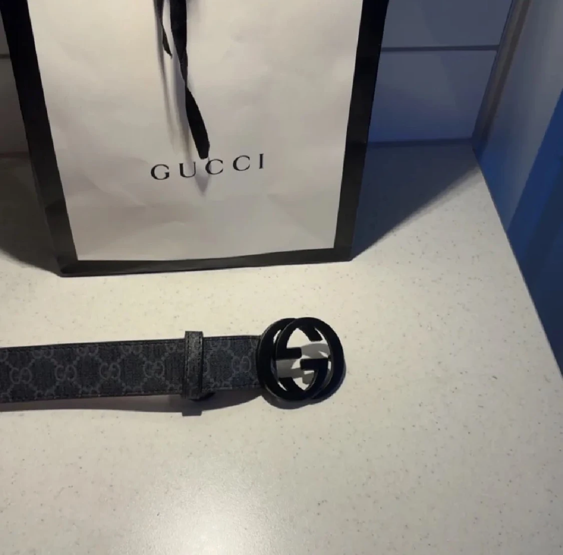 Gucci svart mönstrad bälte - 2