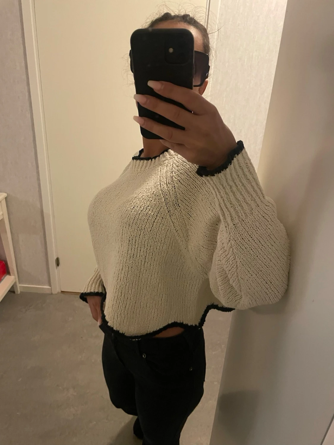 Croppad stickade tröja - 3