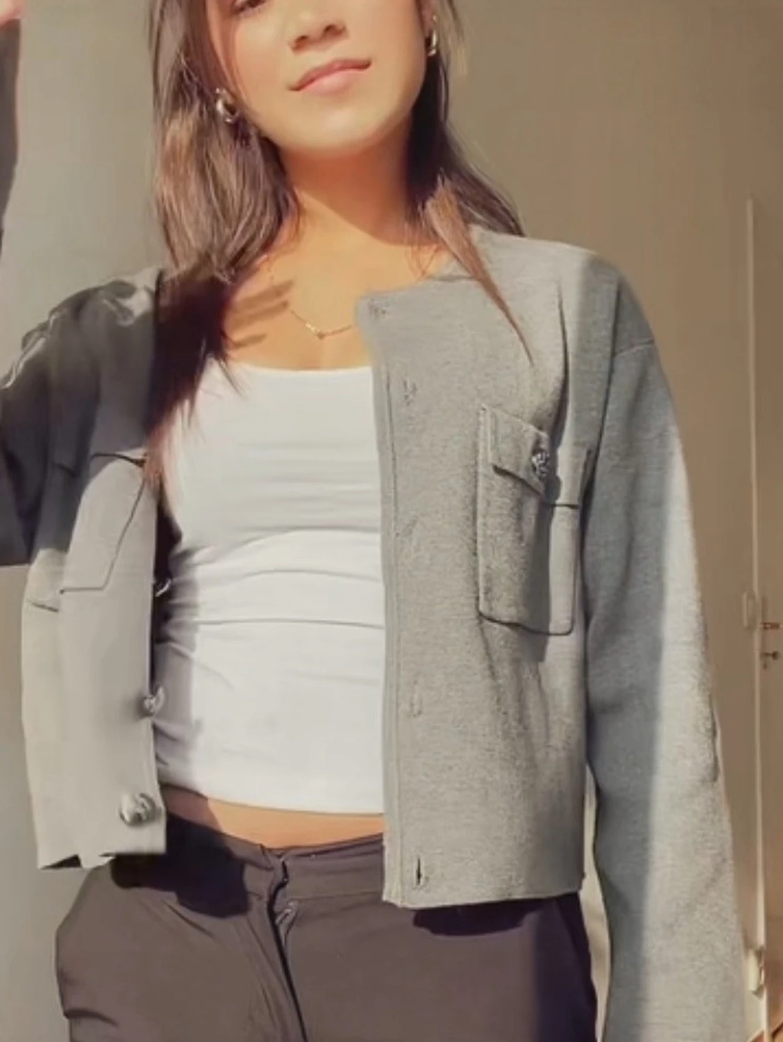 Grå overshirt med fickor - 1