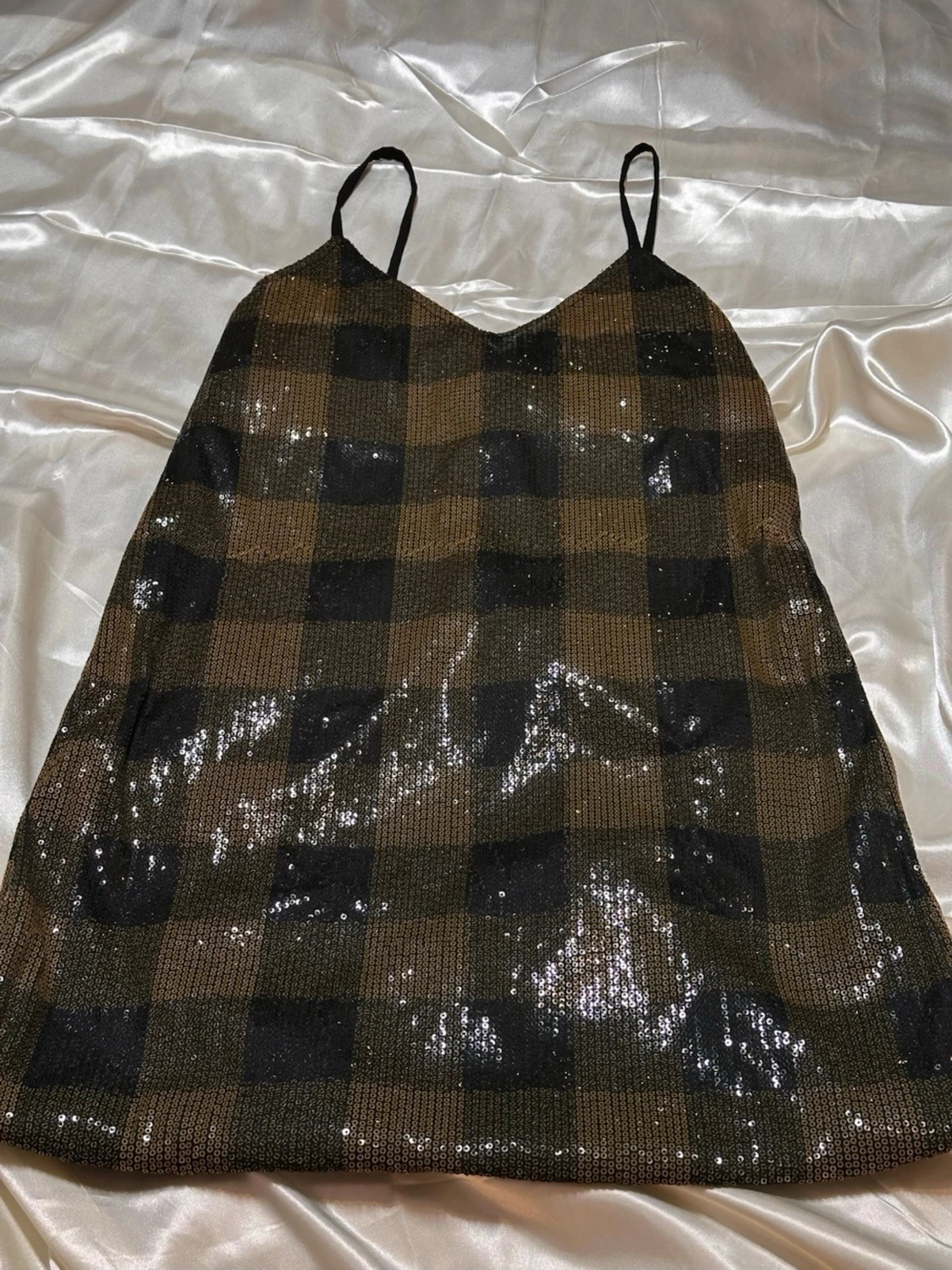 Glittrig rutig kortklänning made in italie - 1