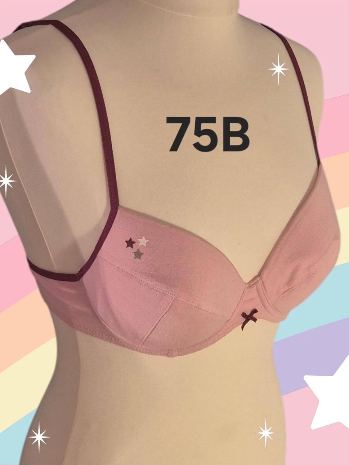 Rosa bh med vinröda detaljer 75B